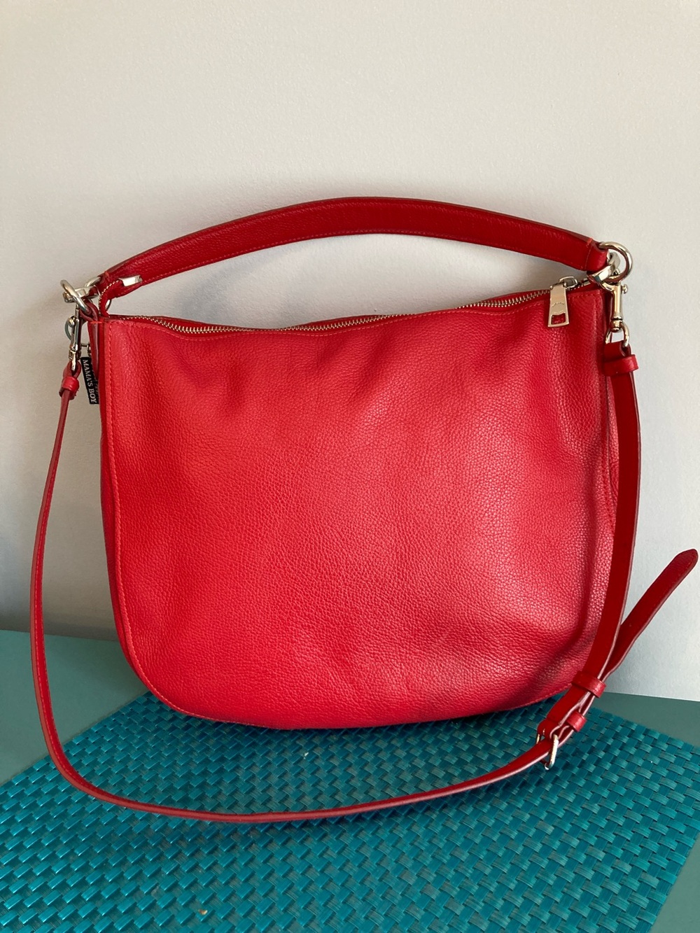 Coach Pebbled Red Leather Turn-Lock Closure Bag - Picture 4 of 15